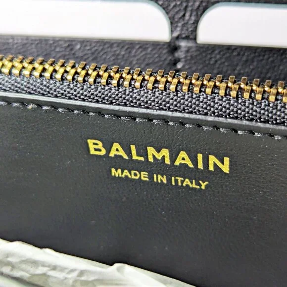 Balmain B-Buzz Snakeskin-Embossed Leather Gold Chain Clutch Wallet (MSRP $1,095) - Picture 10 of 16